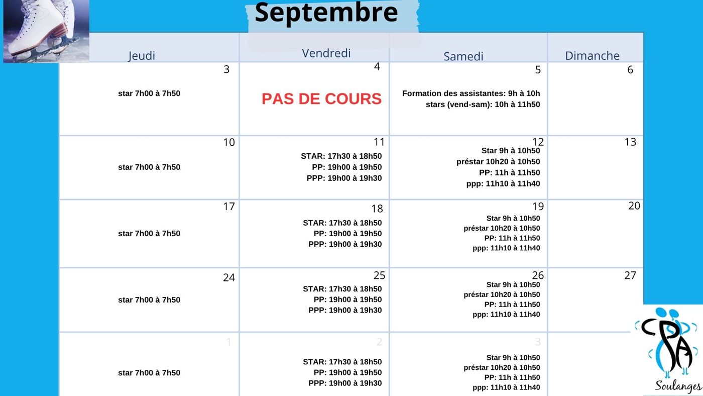 Calendrier de septembre 2026