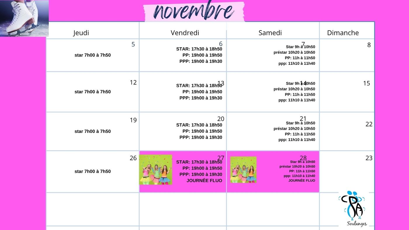 Calendrier de novembre 2026