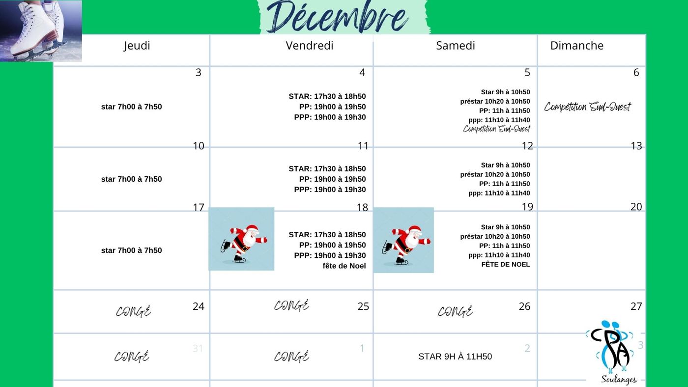 Calendrier de décembre 2026