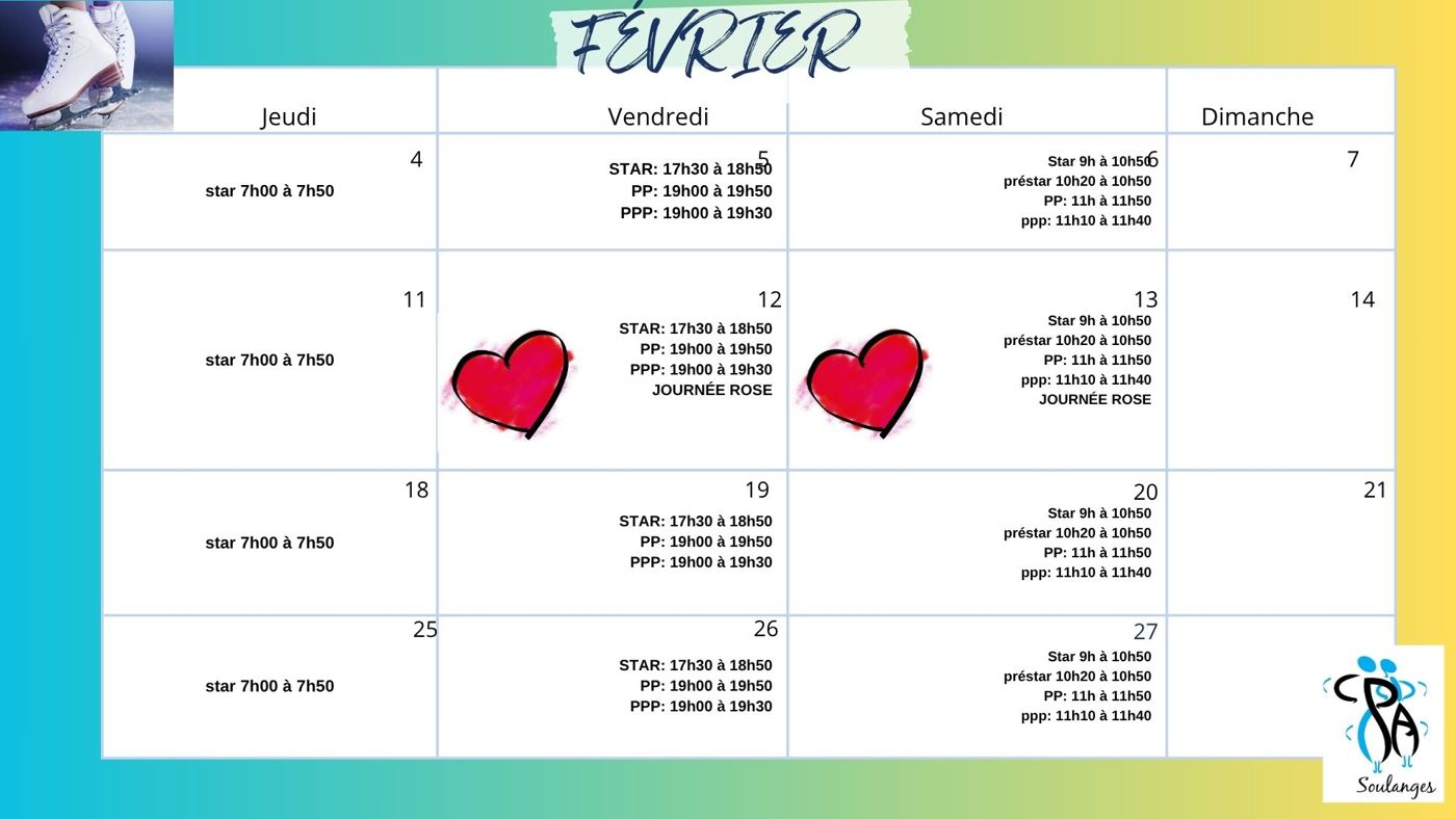 Calendrier de février 2027